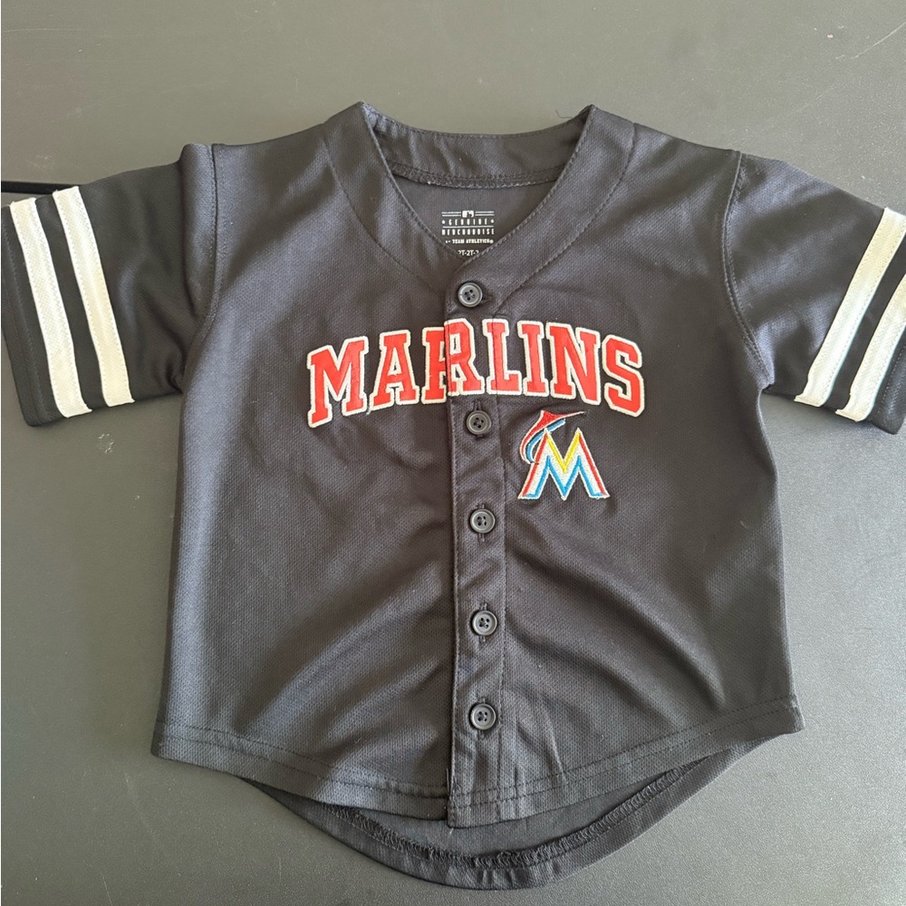 Marlins Kids Black Baseball Jersey